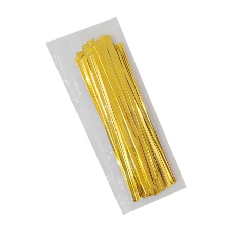 Gold Twist Ties for bags 50pcs L8cm