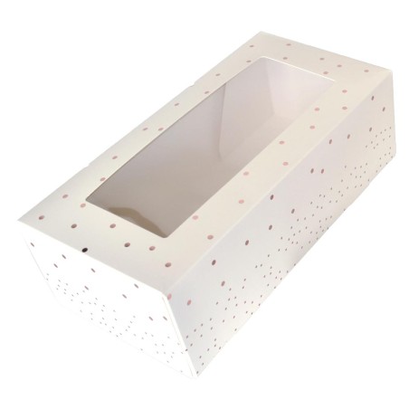 White Loaf Cake Box with Gold Dots Dim. 30x15xH10cm