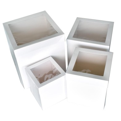 Tall White Cake Box with Window - Dim. 8xH10in