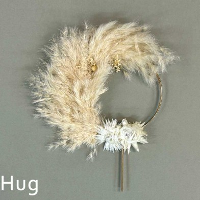 Hug - White Ηalf Wreath on Golden Ring