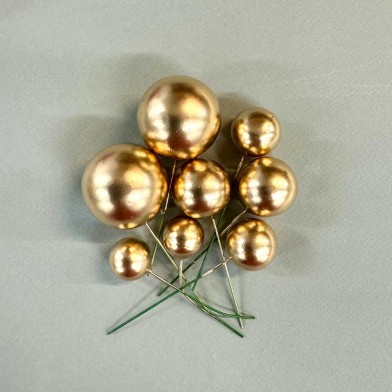 Gold Ball Toppers in 4 sizes, 20pcs