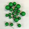 Green Glitter Ball Toppers in 4 sizes, 20pcs