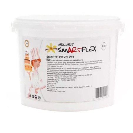 Λευκή Σουπερ Ελαστική Ζαχαρόπαστα SmartFlex Velvet 4κ. Βανίλια