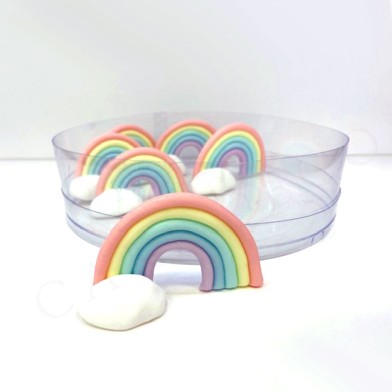 Mini Rainbow in Pastel Colors L7x4,5Hcm. Set of 6pcs by Cake Deco