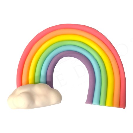 Rainbow in Pastel Colors with Fluffy Cloud L16xH11cm. by Cake Deco