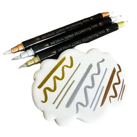 Edible Ink Marker Set of 3 in Metallic Gold, Silver & Bronze