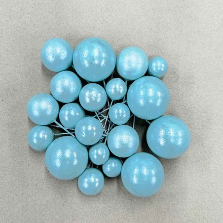 Pearl Light Blue Ball Toppers in 4 sizes, 20pcs 