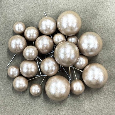 Champagne Gold Pearl Ball Toppers in 4 sizes, 20pcs 