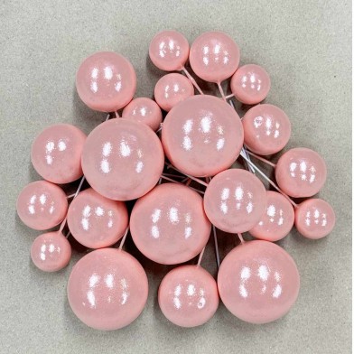 Pearl Pink-Peach Ball Toppers in 4 sizes, 20pcs 