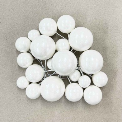 Pearl White Ball Toppers in 4 sizes, 20pcs 