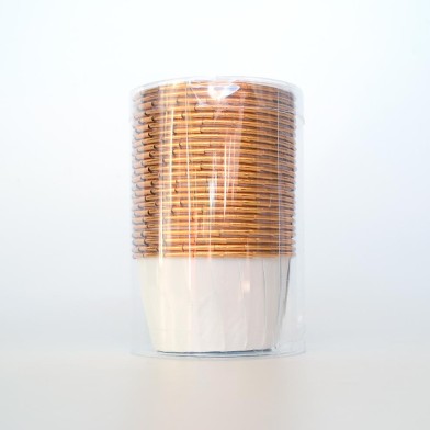 White Cupcake cases with Gold Foil inside Dim. Base 5cm, H3,8cm 25pcs