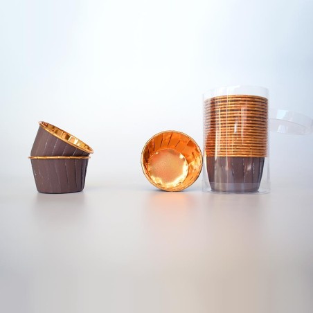 Brown with Gold Foil inside Cupcake cases Dim. Base 5cm, H3,8cm 25pcs