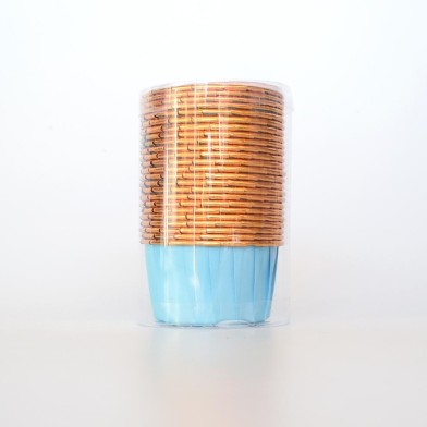 Light Blue Cupcake cases with Gold Foil inside Dim. Base 5cm, H3,8cm 25pcs