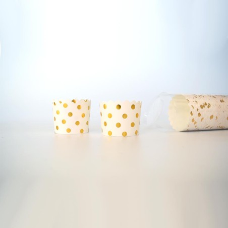 White with gold foil polka dots Cupcake Paper Cups D6xH5,5cm. 25pcs