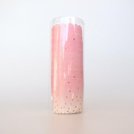 Light Pink gradient with gold foil polka dots Cupcake Paper Cups D6xH5,5cm. 25pcs