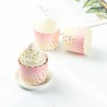 Ροζ ντεγκραντέ Θήκες Cupcakes με Χρυσό Πουά με Βάση 6xΥ5,5εκ. 25τμχ - Αντικολλητικές