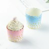 Light Blue gradient with gold foil polka dots Cupcake Paper Cups D6xH5,5cm. 25pcs