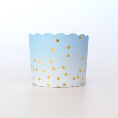Light Blue gradient with gold foil polka dots Cupcake Paper Cups D6xH5,5cm. 25pcs