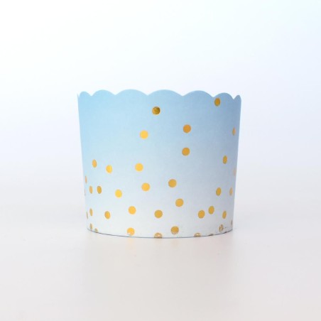 Light Blue gradient with gold foil polka dots Cupcake Paper Cups D6xH5,5cm. 25pcs
