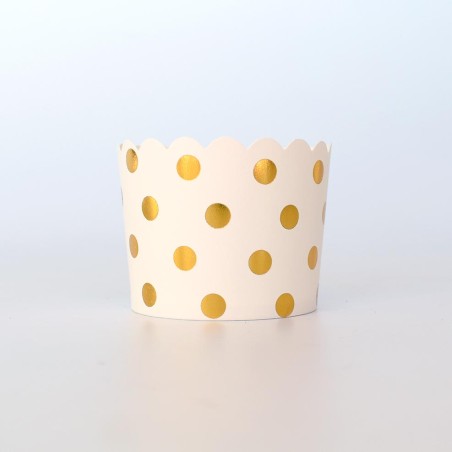 White with gold foil polka dots Cupcake Paper Cups D6xH5,5cm. 25pcs