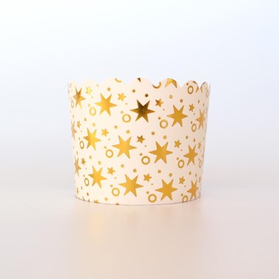 White with Gold Foil Stars of different sizes Cupcake Paper Cups D6xH5,5cm. 25pcs