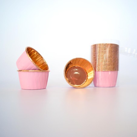 Light Pink Cupcake cases with Gold Foil inside Dim. Base 5cm, H3,8cm 25pcs