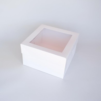 White Cake Box with window lid 13x13x6in.