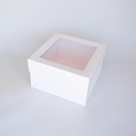 White Cake Box with window lid 10x10x6in.