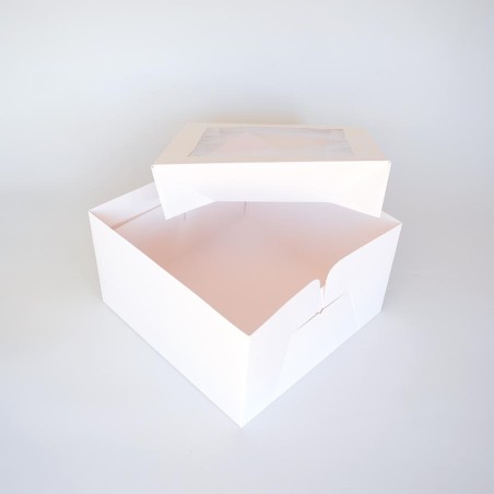White Cake Box with window lid 10x10x6in.