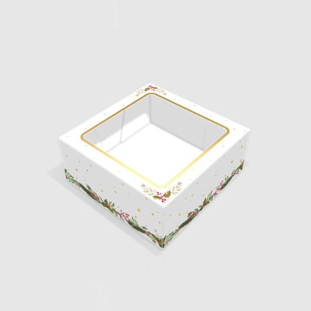 Christmas Cake Box with window lid Dim.10x10x5in.