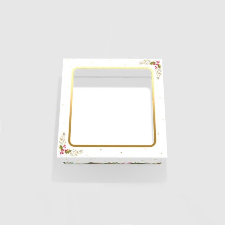 Christmas Cake Box with window lid Dim.10x10x5in.