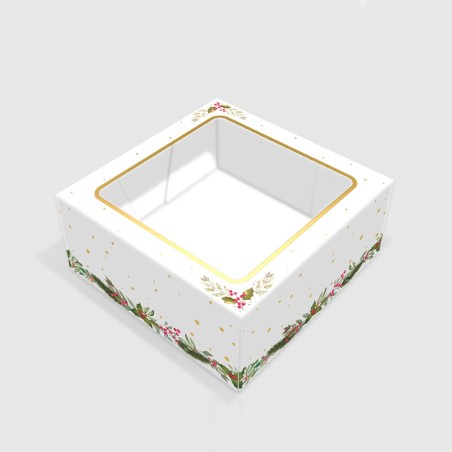 Christmas Cake Box with window lid Dim.12x12x5in.
