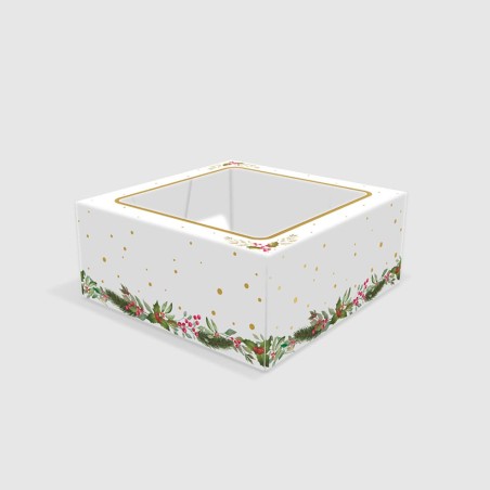 Christmas Cake Box with window lid Dim.12x12x5in.