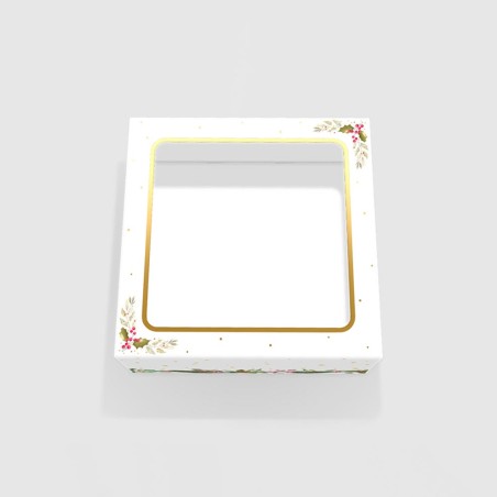 Christmas Cake Box with window lid Dim.12x12x5in.
