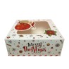 Santa design White Christmas Cake Box with window lid