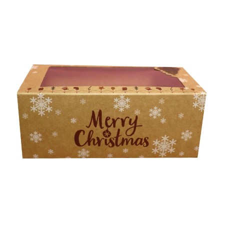 Craft Rectangular Christmas Cake Box with window lid