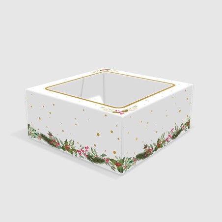 Christmas Cake Box with window lid Dim.14x14xH6in.