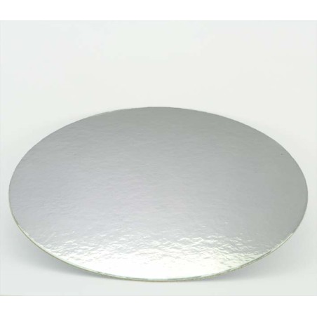 Silver-White Double Face Round Cut Edge Cake Cards 16,9cm|6,65" 1,5mm Thick 1pc.