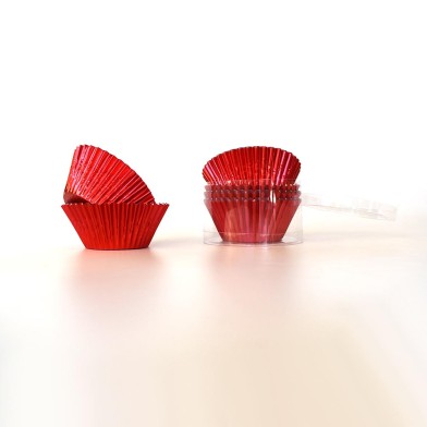 Red Foil Cupcake cases 60pcs Dim. Base 5cm, H3,8cm