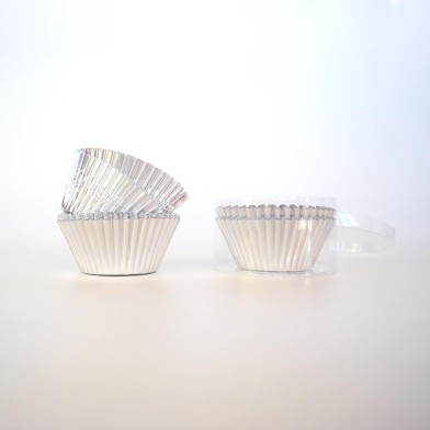 Silver Foil Cupcake cases 60pcs Dim. Base 5cm, H3,8cm