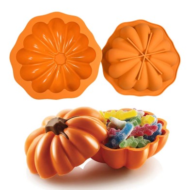 2 Part Pumpkin Choco Shell Silicone Mold 17,1-18,6 x H5,6cm