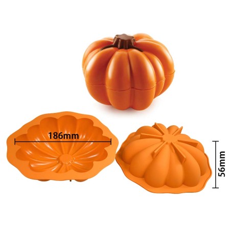 2 Part Pumpkin Choco Shell Silicone Mold 17,1-18,6 x H5,6cm