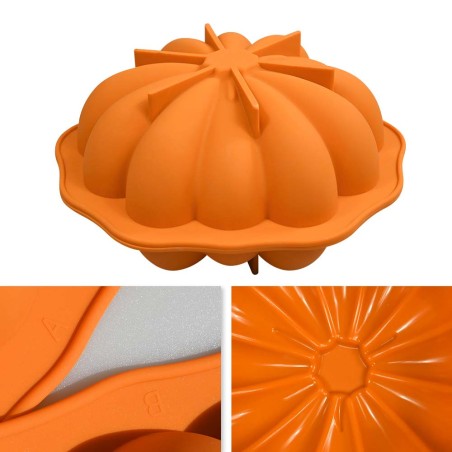 2 Part Pumpkin Choco Shell Silicone Mold 17,1-18,6 x H5,6cm