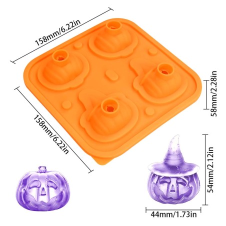 3D Pumpkin Pops 2 Part Silicone Mold 4,4xH5,4cm 2cav.
