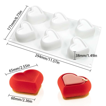 Heart with depression monoportion Silicone Mold 6,5x6cm 6cav.