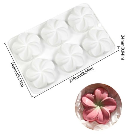 Flower Monoportion Silicone Mold D6,2xH2,4cm 6cav.