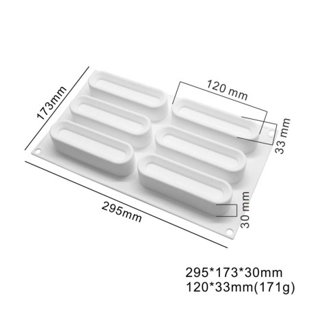Eclair Silicone Mold 12x3,3cm 6cav.