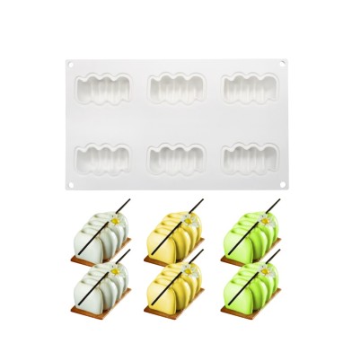 Sinuous Silicone Monoportion Mold 8x5xH3,5cm 6cav.