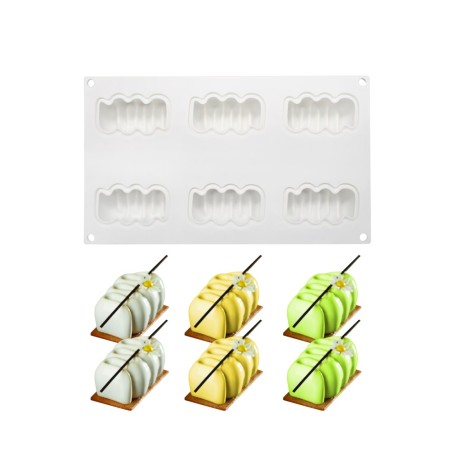 Sinuous Silicone Monoportion Mold 8x5xH3,5cm 6cav.