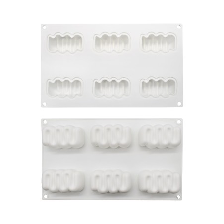 Sinuous Silicone Monoportion Mold 8x5xH3,5cm 6cav.